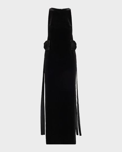 Self-Portrait Velvet Embellished Bow Maxi Dress