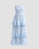 Self-Portrait Women's Chiffon Lace Tiered Midi Dress - 1
