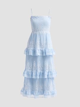 Self-Portrait Women's Chiffon Lace Tiered Midi Dress