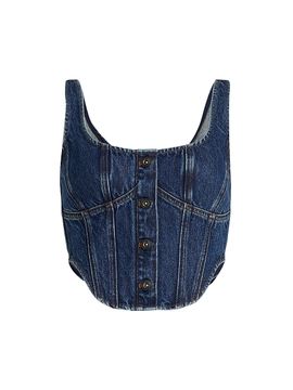 Self-Portrait Women's Denim Corset Top