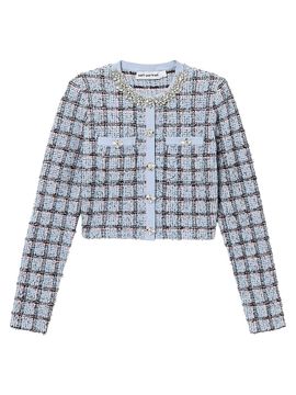 Self-Portrait Women's Embellished Checked Cardigan