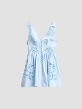 Self-Portrait Women's Eyelet Embroidered Cotton Mini Dress