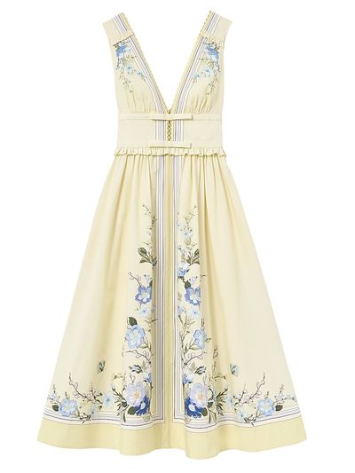 Self-Portrait Women's Floral Cotton Ruffle Midi Dress