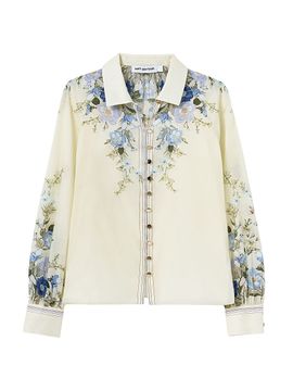 Self-Portrait Women's Floral Organza Button-Front Blouse