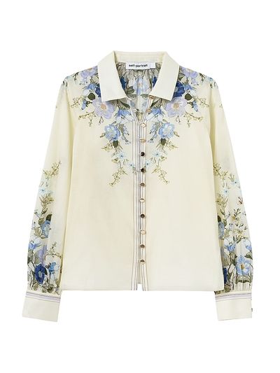 Self-Portrait Women's Floral Organza Button-Front Blouse