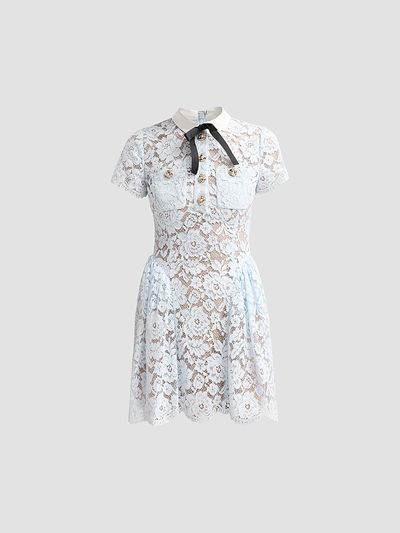 Self-Portrait Women's Lace Flared Mini Dress