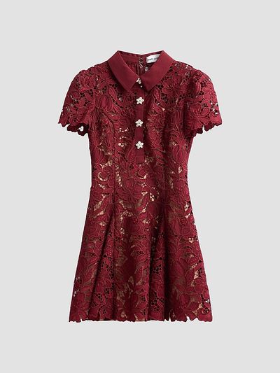 Self-Portrait Women's Lace Mini Shirtdress
