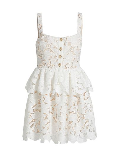 Self-Portrait Women's Lace Tiered Peplum A-Line Minidress
