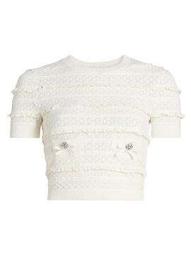 Self-Portrait Women's Pointelle-Knit Ruffled Top