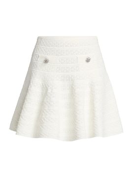 Self-Portrait Women's Pointelle-Knit Skater Miniskirt