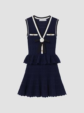Self-Portrait Women's Pointelle Knit Peplum Mini Dress