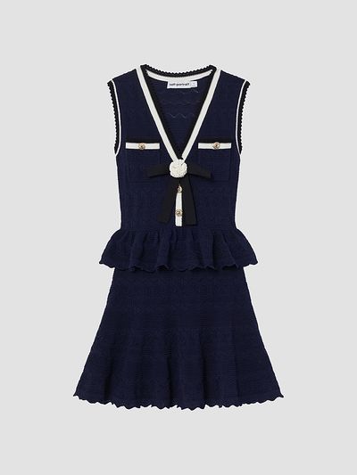 Self-Portrait Women's Pointelle Knit Peplum Mini Dress
