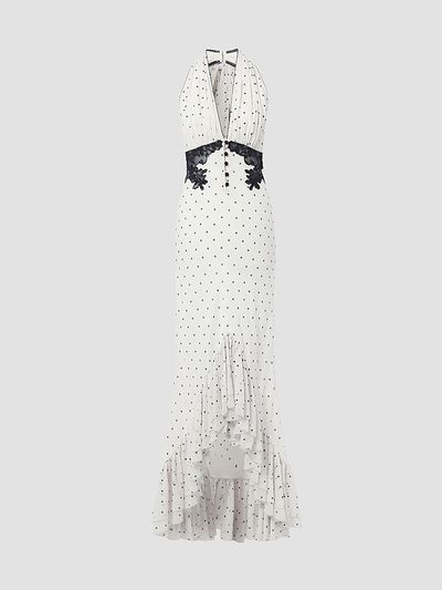 Self-Portrait Women's Polka Dot Halterneck High-Low Maxi Dress