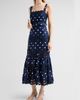 Self-Portrait Women's Polka Dot Linen & Lace Midi Dress - 4
