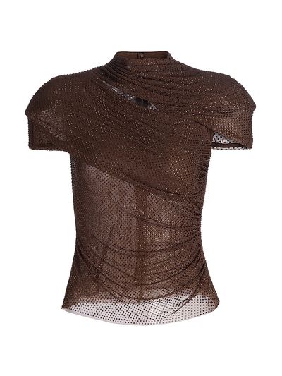 Self-Portrait Women's Rhinestone Cutout Mesh Top