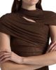 Self-Portrait Women's Rhinestone Cutout Mesh Top - 6