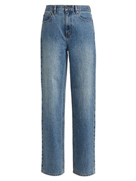 Self-Portrait Women's Rhinestone Straight-Leg Jeans