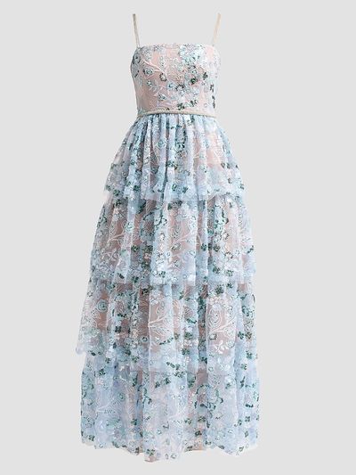Self-Portrait Women's Sequin Embellished Tiered Maxi Dress
