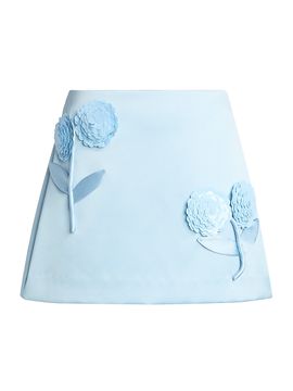 Self-Portrait Women's Sequin Flower Satin Miniskirt