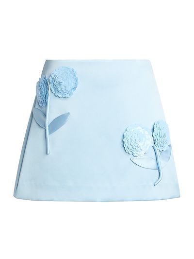 Self-Portrait Women's Sequin Flower Satin Miniskirt