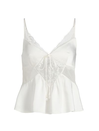 Self-Portrait Women's Sheer Laced Satin Top