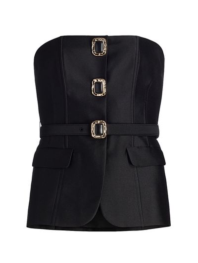 Self-Portrait Women's Taffeta Belted Strapless Top