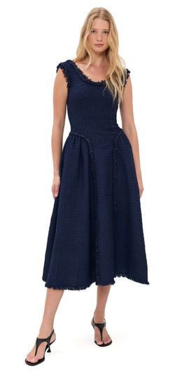 Self Portrait Self Portrait Boucle Midi Dress Navy