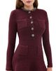 Self Portrait Self Portrait Burgundy Textured Knit Embellished Mini Burgundy - 1