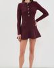 Self Portrait Self Portrait Burgundy Textured Knit Embellished Mini Burgundy - 5