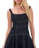 Self Portrait Self Portrait Indigo Denim Bow Embroidered Mini Dress Blue - 1
