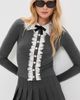 Self Portrait Self Portrait Lace Collar Knit Cardigan Grey - 2