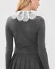 Self Portrait Self Portrait Lace Collar Knit Cardigan Grey - 3