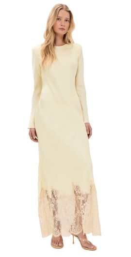 Self Portrait Self Portrait Lace Hem Maxi Dress Yellow