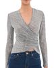 Self Portrait Self Portrait Rhinestone Mesh Wrap Top Grey - 1