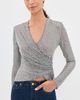Self Portrait Self Portrait Rhinestone Mesh Wrap Top Grey - 2