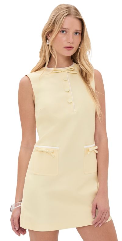 Self Portrait Self Portrait Yellow Taffeta Bow Mini Dress Yellow