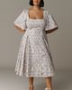 Selkie Bluebell Plus Short-Sleeve Square-Neck Midi Dress - 1