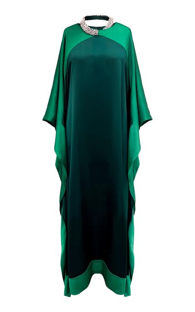 SemSem SemSem Embellished ColorBlocked Silk Caftan Dress