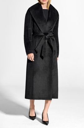 SENTALER SENTALER Shawl Collar Alpaca Blend Wrap Coat