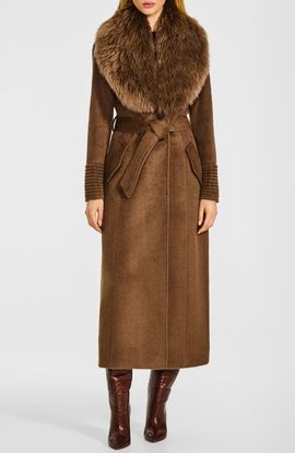 SENTALER SENTALER Suri Alpaca & Wool Maxi Coat with Genuine Alpaca Shearling Collar