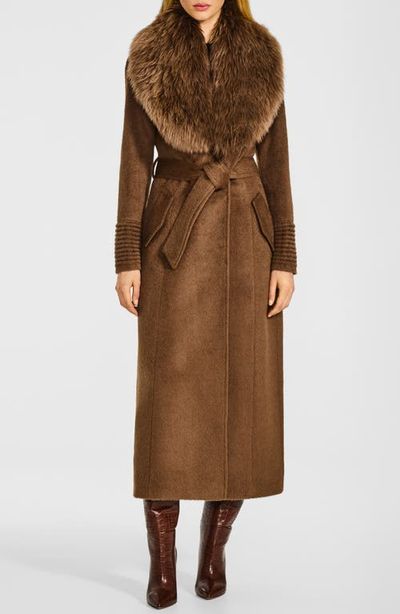 SENTALER SENTALER Suri Alpaca & Wool Maxi Coat with Genuine Alpaca Shearling Collar