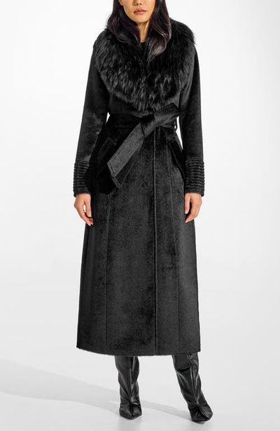 SENTALER SENTALER Suri Alpaca Maxi Coat with Genuine Shearling Collar