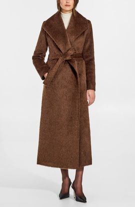 SENTALER SENTALER Textured Suri Alpaca & Wool Maxi Shawl Collar Wrap Coat