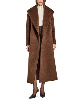 Sentaler Sentaler Textured Suri Alpaca & Wool Shawl Collar Wrap Coat