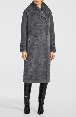 SENTALER SENTALER Wool & Suri Alpaca Blend Hooded Bouclé Coat