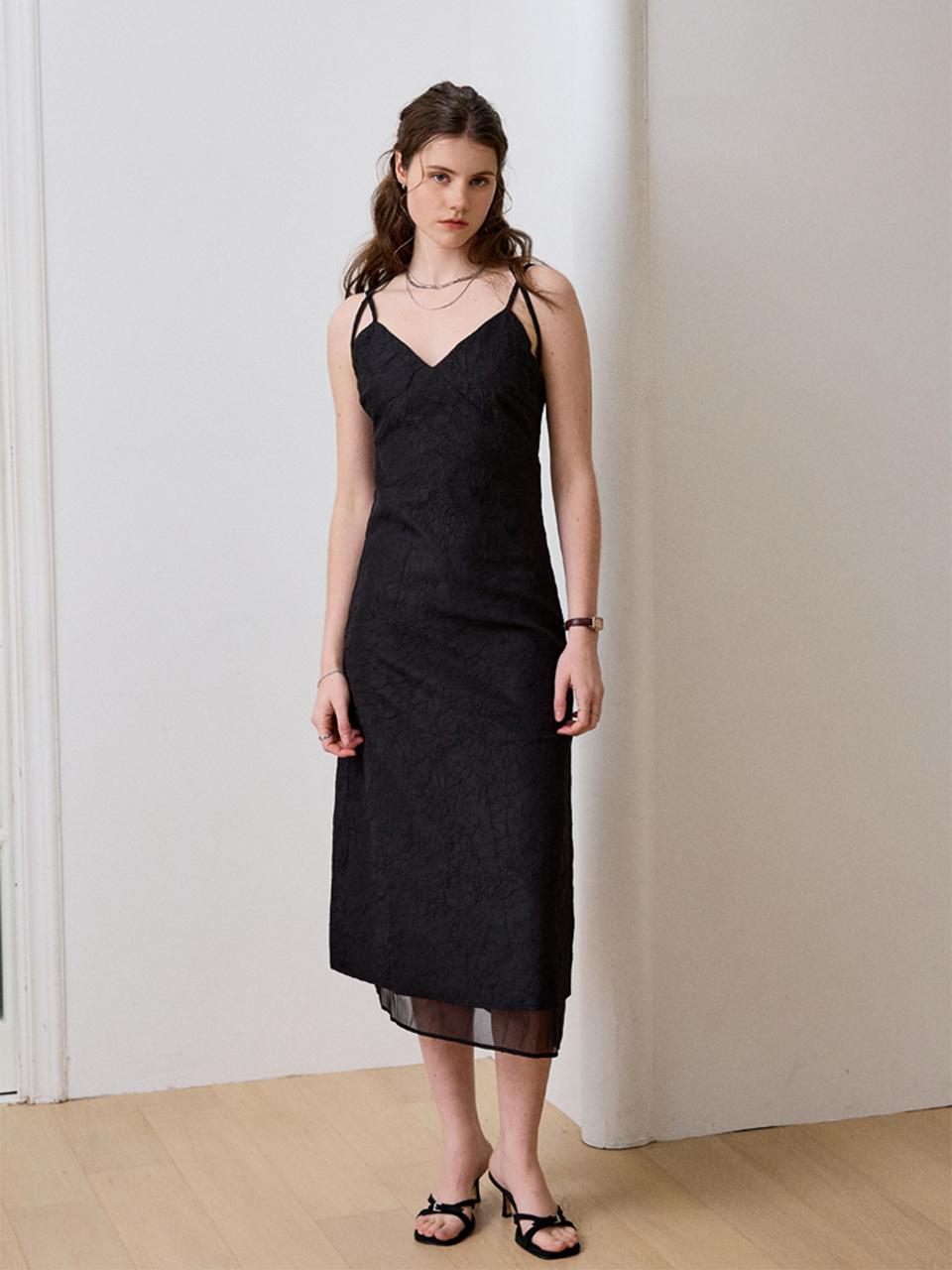 SEPTEMBER twentieth Crinkle Bustier Dress [Black]