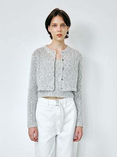 SEPTEMBER twentieth Wool Mohair Blend Sleeveless Cardigan [Gray]