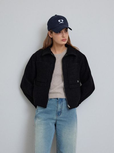 SEPTEMBER twentieth Wool Zip-up Jacket [Black]