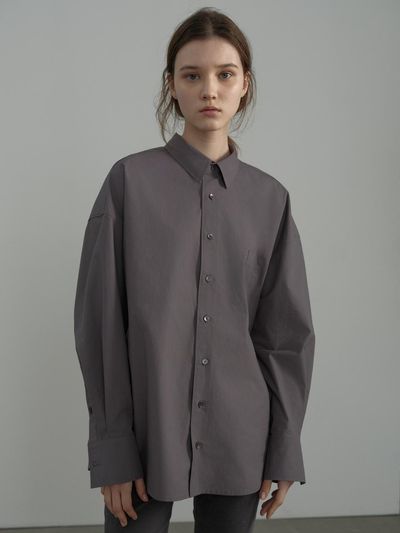 septim COTTON PLAIN SHIRT_CHARCOAL