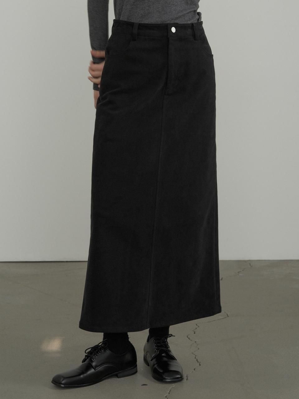 septim SUEDE LONG SKIRT_BLACK